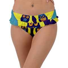 Owl Animal Cartoon Drawing Tree Nature Landscape Frill Bikini Bottoms by Uceng