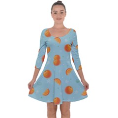 Oranges Pattern Quarter Sleeve Skater Dress by SychEva