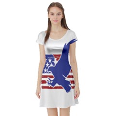 Usa Flag Eagle Symbol American Bald Eagle Country Short Sleeve Skater Dress by Wegoenart