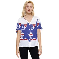 Usa Flag Eagle Symbol American Bald Eagle Country Bow Sleeve Button Up Top by Wegoenart