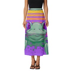 Frog Animal Sun Amphibian Figure Digital Art Classic Midi Chiffon Skirt by Wegoenart