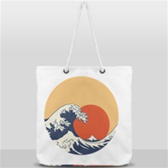 The Great Wave Off Kanagawa Waves Full Print Rope Handle Tote (large) by Wegoenart