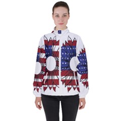 Us Flag Flower Sunshine Flag America Usa Women s High Neck Windbreaker by Wegoenart