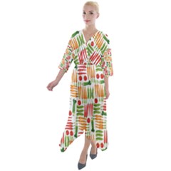 Vegetables Quarter Sleeve Wrap Front Maxi Dress by SychEva