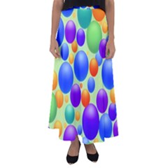 Background Pattern Design Colorful Bubbles Flared Maxi Skirt by Ravend
