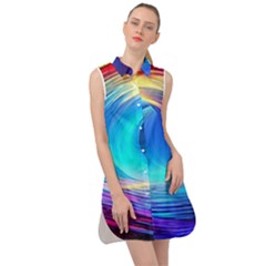 Art Fantasy Painting Colorful Pattern Design Sleeveless Shirt Dress by Ravend