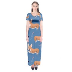 Corgi Patterns Short Sleeve Maxi Dress by Salman4z