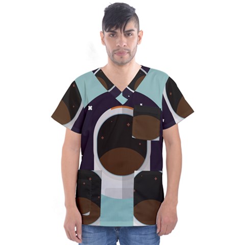 Astronaut Space Astronomy Universe Men s V-neck Scrub Top by Salman4z