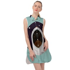 Astronaut Space Astronomy Universe Sleeveless Shirt Dress by Salman4z