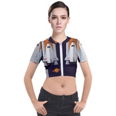 Rocket Space Universe Spaceship Short Sleeve Cropped Jacket by Salman4z