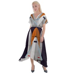 Rocket Space Universe Spaceship Cross Front Sharkbite Hem Maxi Dress by Salman4z