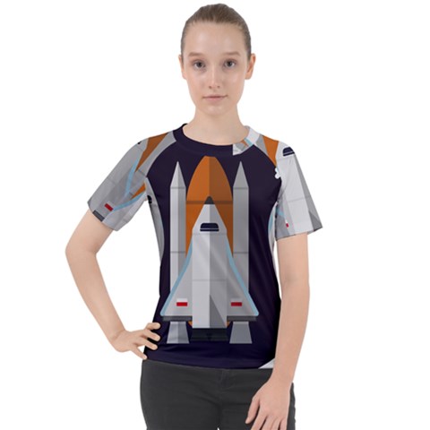Rocket Space Universe Spaceship Women s Sport Raglan Tee by Salman4z