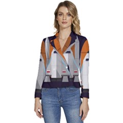 Rocket Space Universe Spaceship Women s Long Sleeve Revers Collar Cropped Jacket by Salman4z