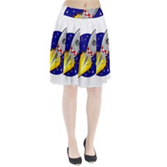 Rocket Ship Launch Vehicle Moon Pleated Skirt by Salman4z