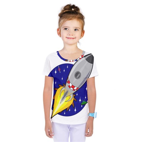 Rocket Ship Launch Vehicle Moon Kids  One Piece Tee by Salman4z