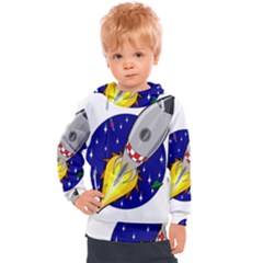 Rocket Ship Launch Vehicle Moon Kids  Hooded Pullover by Salman4z