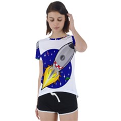 Rocket Ship Launch Vehicle Moon Short Sleeve Open Back Tee by Salman4z