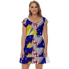 Rocket Ship Launch Vehicle Moon Short Sleeve Tiered Mini Dress by Salman4z
