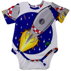Rocket Ship Launch Vehicle Moon Baby Short Sleeve Bodysuit by Salman4z