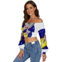 Rocket Ship Launch Vehicle Moon Long Sleeve Crinkled Weave Crop Top View2