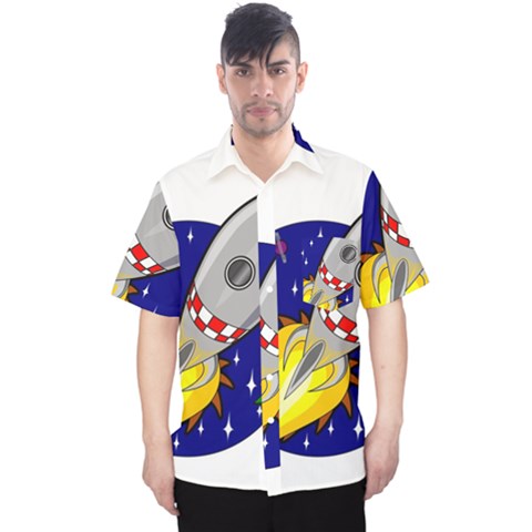 Rocket Ship Launch Vehicle Moon Men s Hawaii Shirt by Salman4z