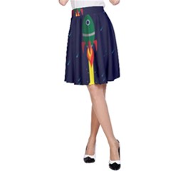 Rocket Halftone Astrology Astronaut A-line Skirt by Salman4z