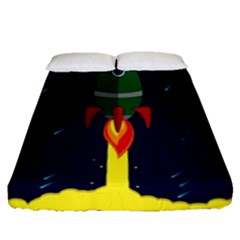 Rocket Halftone Astrology Astronaut Fitted Sheet (queen Size) by Salman4z