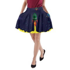 Rocket Halftone Astrology Astronaut A-line Pocket Skirt by Salman4z