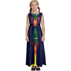 Rocket Halftone Astrology Astronaut Kids  Satin Sleeveless Maxi Dress by Salman4z