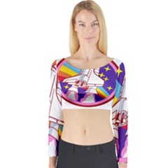Badge Patch Pink Rainbow Rocket Long Sleeve Crop Top by Salman4z