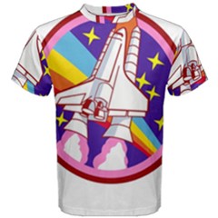 Badge Patch Pink Rainbow Rocket Men s Cotton Tee by Salman4z