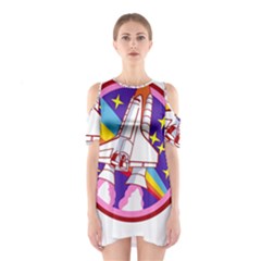 Badge Patch Pink Rainbow Rocket Shoulder Cutout One Piece Dress by Salman4z
