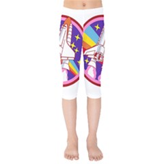 Badge Patch Pink Rainbow Rocket Kids  Capri Leggings  by Salman4z