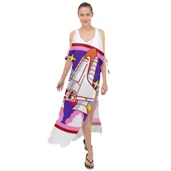 Badge Patch Pink Rainbow Rocket Maxi Chiffon Cover Up Dress by Salman4z