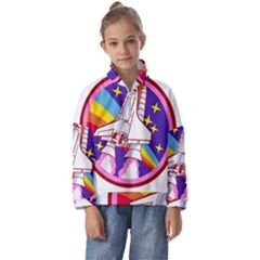 Badge Patch Pink Rainbow Rocket Kids  Half Zip Hoodie by Salman4z