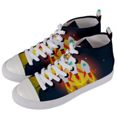 Rocket Take Off Missiles Cosmos Women s Mid-top Canvas Sneakers by Salman4z