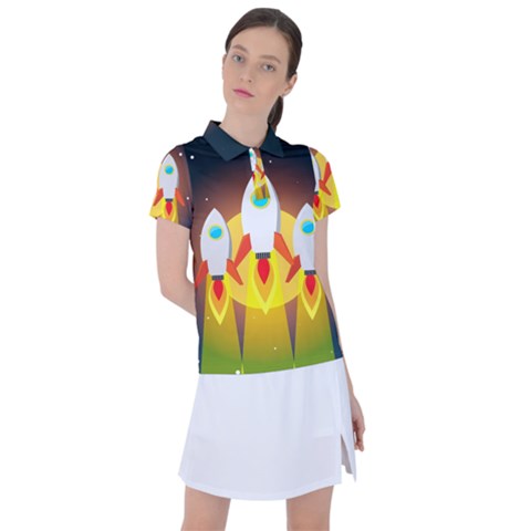 Rocket Take Off Missiles Cosmos Women s Polo Tee by Salman4z