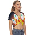 Rocket Take Off Missiles Cosmos Twist Front Crop Top View3