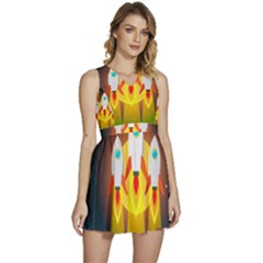 Rocket Take Off Missiles Cosmos Sleeveless High Waist Mini Dress by Salman4z