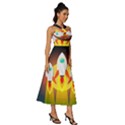 Rocket Take Off Missiles Cosmos Sleeveless Cross Front Cocktail Midi Chiffon Dress View3