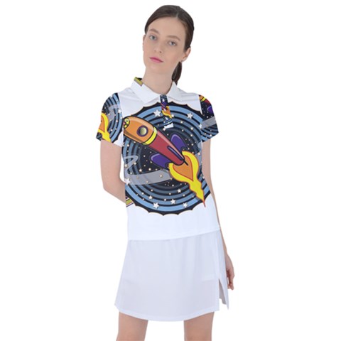Rocket Space Clipart Illustrator Women s Polo Tee by Salman4z