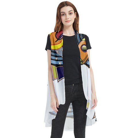 Rocket Space Clipart Illustrator Sleeveless Chiffon Waistcoat Shirt by Salman4z