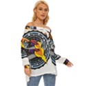 Rocket Space Clipart Illustrator Off Shoulder Chiffon Pocket Shirt View3