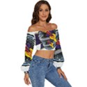 Rocket Space Clipart Illustrator Long Sleeve Crinkled Weave Crop Top View3