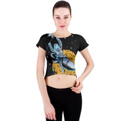 Astronaut Planet Space Science Crew Neck Crop Top by Salman4z