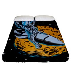 Astronaut Planet Space Science Fitted Sheet (queen Size) by Salman4z