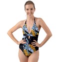 Astronaut Planet Space Science Halter Cut-Out One Piece Swimsuit View1