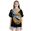 Astronaut Planet Space Science V-Neck Flutter Sleeve Top View1