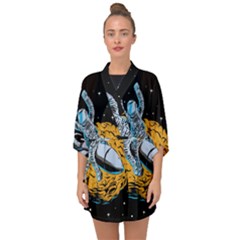 Astronaut Planet Space Science Half Sleeve Chiffon Kimono by Salman4z