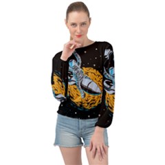 Astronaut Planet Space Science Banded Bottom Chiffon Top by Salman4z